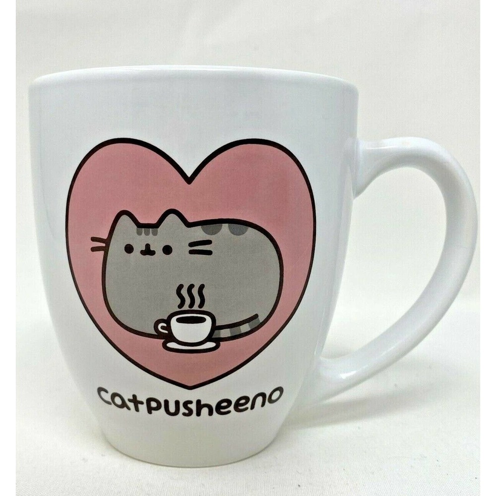 Pusheen Catpusheeno Coffee Tea Mug 18 oz. White Pink Heart